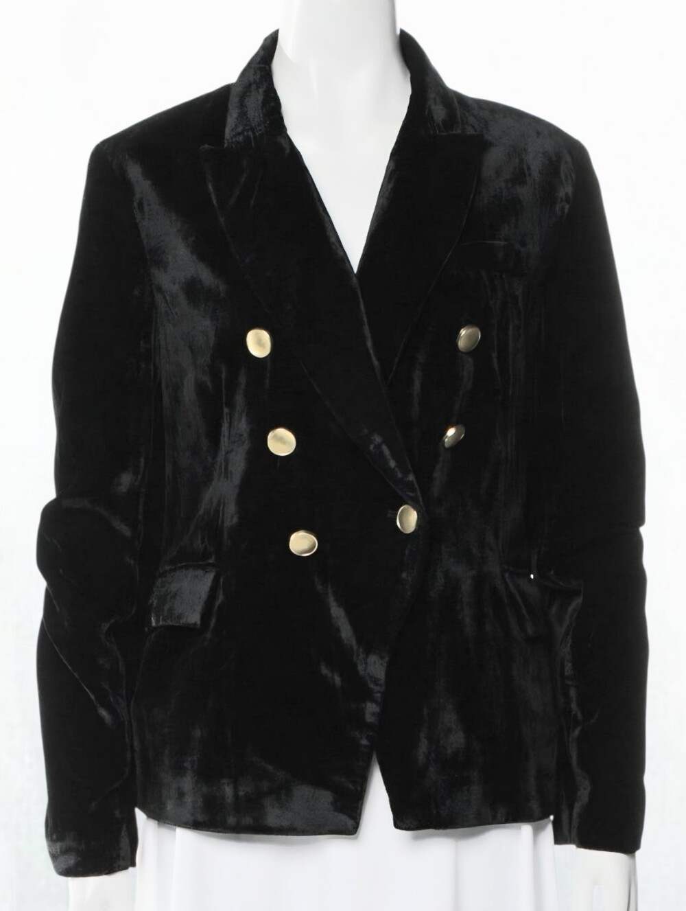 House of Harlow 1960 Black Velvet Blazer Jacket W Gold Tone Buttons Size Large